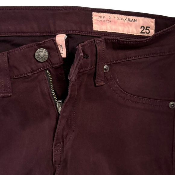 Rag and Bone Jean for Aritzia Mid Rise Skinny Leg Wine Brown Red Jegging 25 - Picture 4 of 15